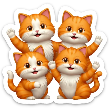 four happy cats high fiving and cheering sticker