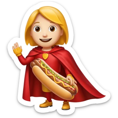 hot dog wearing a red cape sticker