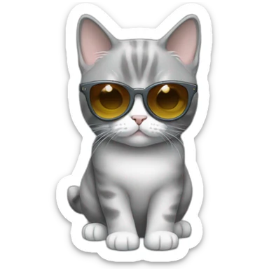 Munchkin cat all gray with sunglasses sticker