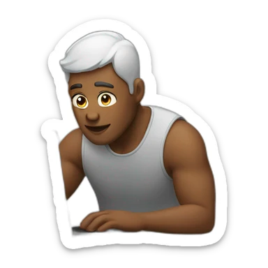 man sitting in front of laptop and we can see his screen sticker