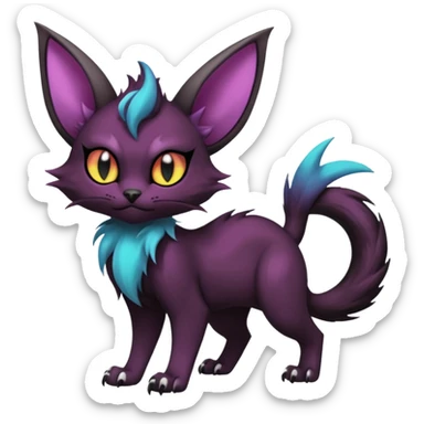 Dark gloomy gothic Black edgy cute Noivern-Noibat-Purloin-Torracat-Lykoi-Caracal-cat-Fakemon-fusion-hybrid-creature with an imp tail  sticker