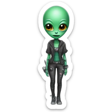 Alien as a tattoo artist sticker