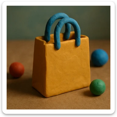 shopping bag, claymation style sticker