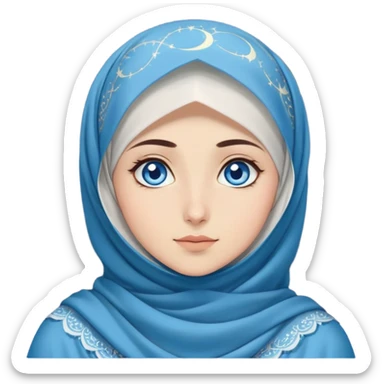Turkish beautiful finish Konya girl blue eyes with moon hijab dress and watching the moonlight sky on the ground  sticker