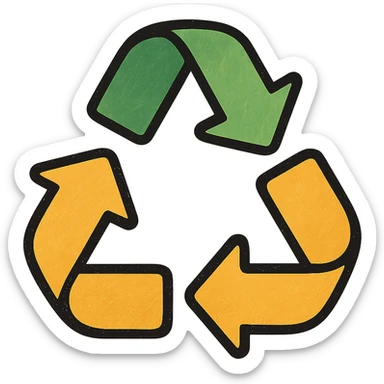 recycling arrows, minimalistic, green gold and white color scheme, clean lines sticker