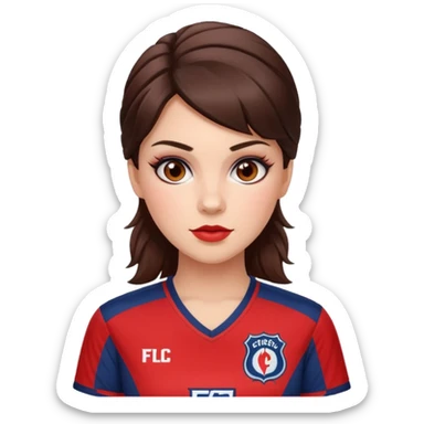 Brunette woman wearing chicago fire fc jersey with cute makeup on sticker