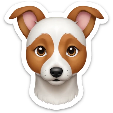 a fully white jack russell the size of a kelpie with light brown ears and a light brown patch on one eye sticker