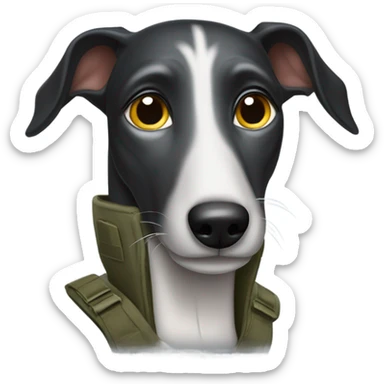 Black greyhound in the army sticker