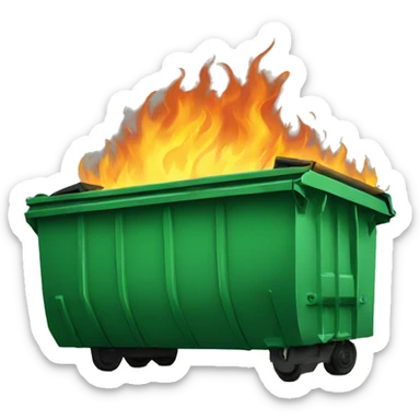green dumpster on fire sticker