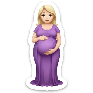 very heavily pregnant overdue lady with large belly  sticker