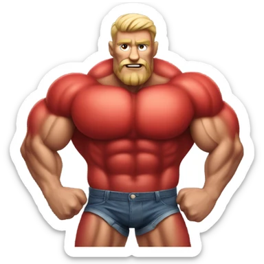 Very Muscular red apple man sticker