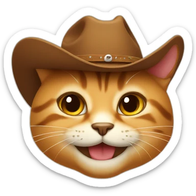 cat smiling with cowboy hat sticker