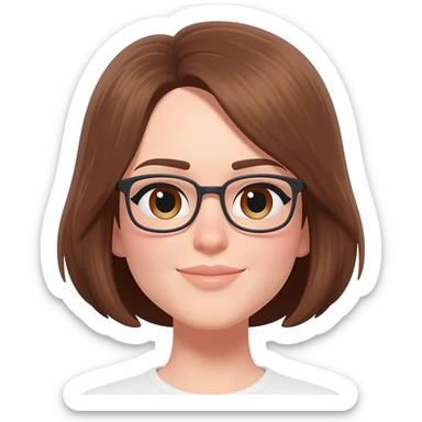 Female veery short brown  hair almond eyes glasses sticker