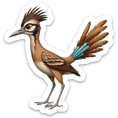 realistic roadrunner bird, skinny tail pointed down, realistic colors sticker