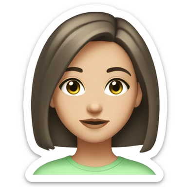 Girls brunettes short Bob hairstyles  light skin green eyes aesthetic yoga psychology clean girl  sticker