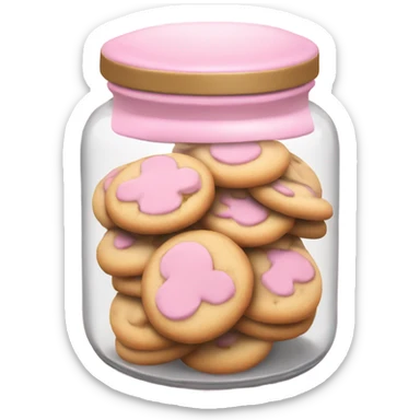 light pink cookie jar with cookies sticker