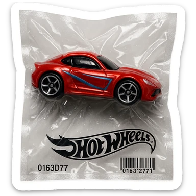 Hot Wheels toy car, glossy and puffy, vacuum-sealed style sticker