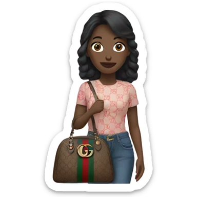 woman with a Gucci bag in her hand  sticker