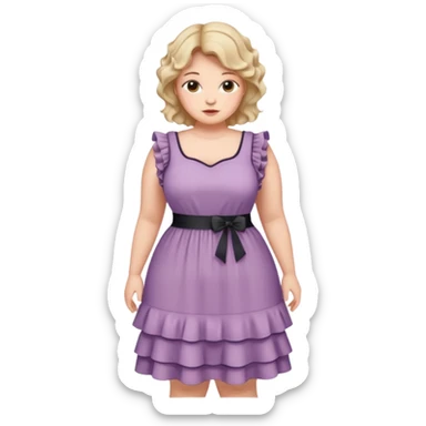 Can you make and she’s wearing a dress like a ruffles and her hand is on her waist and she’s fat sticker
