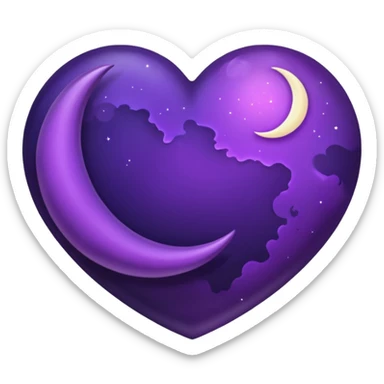dark purple heart with a purple Moon sticker