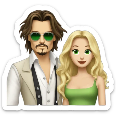 Johnny Depp dance with blond woman with green eyes amd very very very long hair sticker