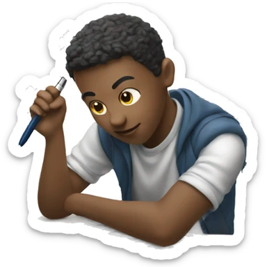 student doing crossword puzzle with a pen sticker