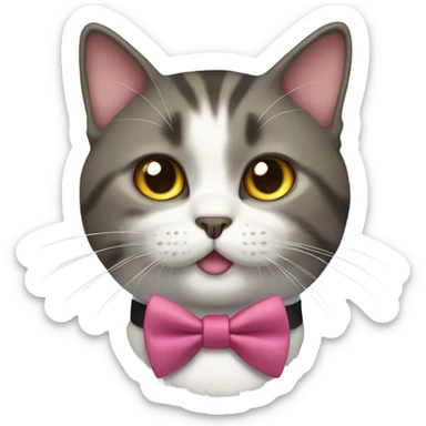 Cat wearing a bow sticker