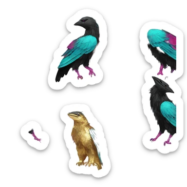 Dark black Beige cyan Pink magenta burgundy maroon cyan beige gray coyote black stripes wearing gold jewellery gold piercings gold gilded vintage watercolour tie dye black raven wings sticker