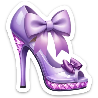 lilac crystal heels with lighter lilac bow sticker