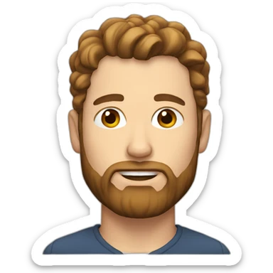 White man with brown hair and beard with tunnel earrings and glass sticker