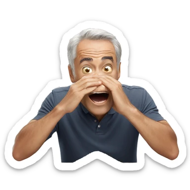 Man smelling thin row of salt on table excited sticker