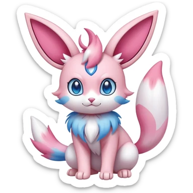 Sylveon-Skitty-Fakémon-hybrid-creature (full body)  sticker