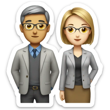 2 chinese male Math teacher and 1 chinese female short hair math teacher  sticker