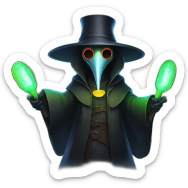 hype plague doctor with glow sticks in hands sticker