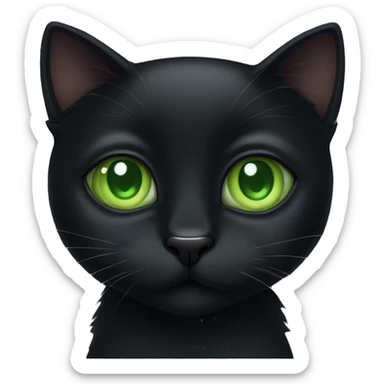 Cute black cat with green eyes  sticker