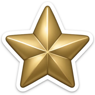 4-point star with rounded corner, shiny khaki sticker
