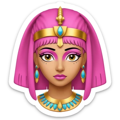 pink Cleopatra, Egyptian pharaoh with headdress and eyeliner sticker