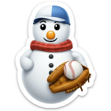 snowman with a baseball glove sticker