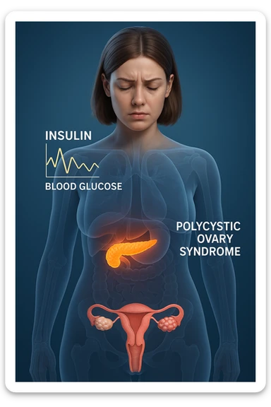 Donna con insulina fuori controllo  in 3D immagine medica donna pcos sticker