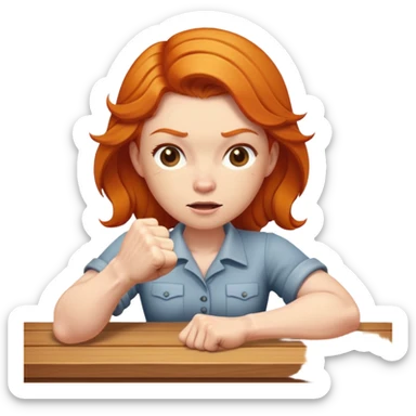 ginger woman banging fist on table sticker