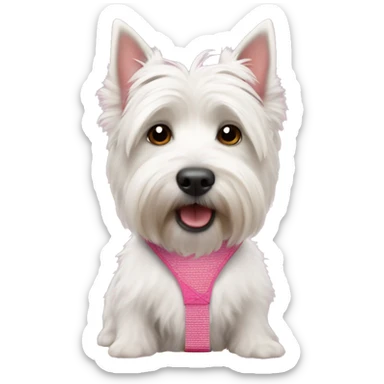 White west terrier in pink suspenders sticker