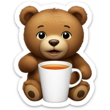 Teddy bear from ted the movie drinking tea sticker