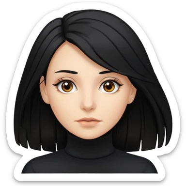 white woman with choppy long black hair and brown eyes sticker