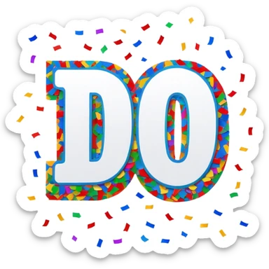 The word Dakota surrounded by confetti for 20 birthday sticker