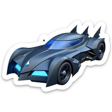  the animated series aerodynamic opulent dark knight futuristic concept Batmobile loosely based on 1936 cord 812(flat long straight faceted mechanical body) winged stealthy blue headlight covers street hot rod  sticker
