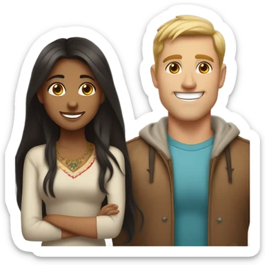 Pretty indian girl with hot white guy sticker