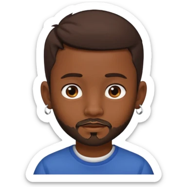 dark-skinned boy, short brown hair, with a little beard and an earring in his ear sticker