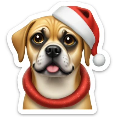Puggle wearing Christmas hat sticker