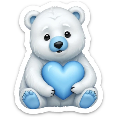 🐻‍❄️🩵  crea uno oso y una osa abrazando el corazón sticker