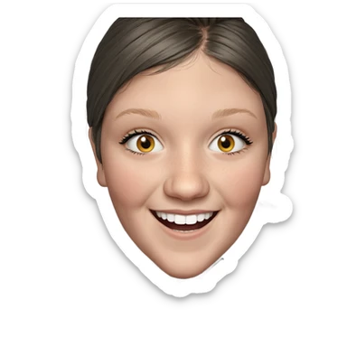 smiling girl in grey hoodie sticker